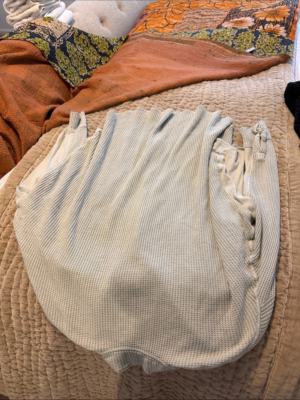 Free People Light green Waffle-Knit Button-Up Sweater Shirt - Picture 3 of 4